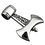 Vedhæng. Thors hammer. Viking økse. Poleret stål. 48 mm